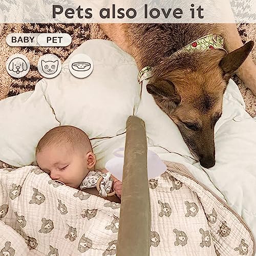 5-in-1 Thick & Plush Baby Play Gym, Baby Play Mats for Floor, Tummy Time Mat with 6 Toys, Cat Bed, Dog Bed, Convertible Stage-Based Developmental from Babies to Toddler, Ball Pit, Pet Cushion, Brown