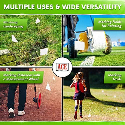 White Marking Flags 1000 Pack - 4x5x15 Inch White Flags for Yard - Markers For Lawn, Irrigation, Landscaping, Survey & Sprinkler Head Marking