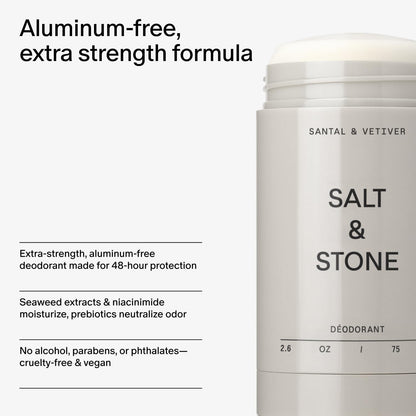 SALT & STONE Aluminum Free Deodorant | Extra Strength 48 Hour Protection for Women & Men | Made with Seaweed Extracts, Shea Butter & Prebiotics (Trio Set)