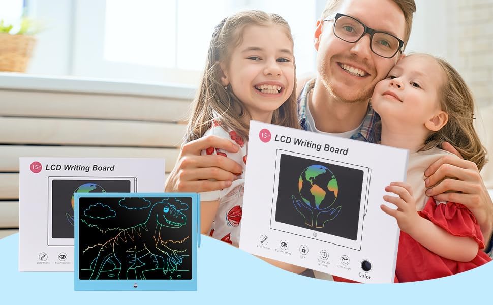 EooCoo Toys for Ages 4-8, Drawing Board, 15 Inch LCD Writing Tablet, Electronic Drawing Tablet, Boy Birthday Gift, Kids Toys, Drawing Pad Learning Games, Kids Travel Essential