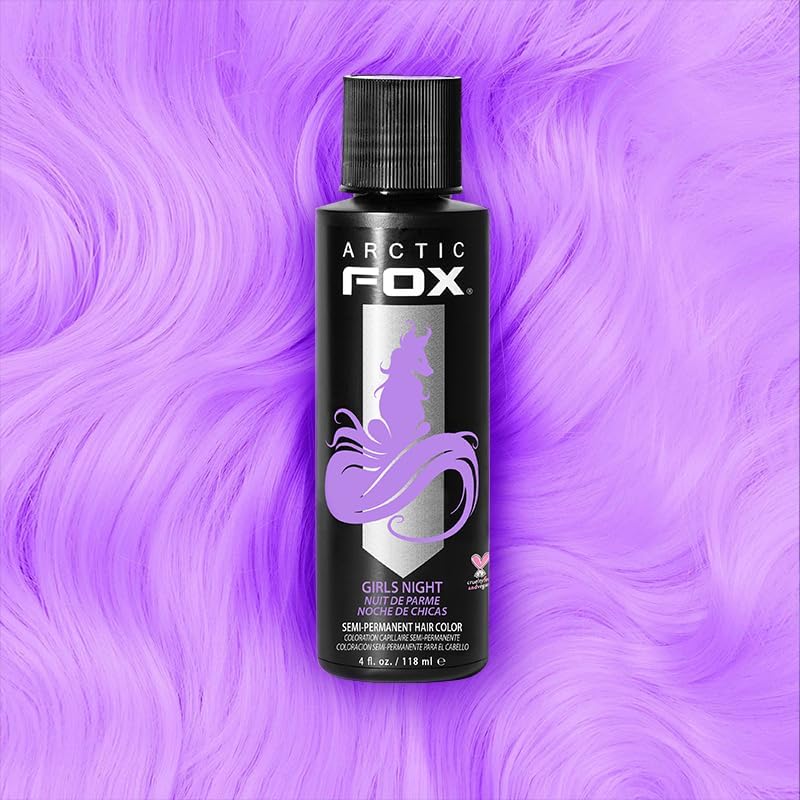 Arctic Fox Semi-Permanent Hair Dye, Vegan & Cruelty-Free, Pastel Lilac Color for Platinum Blonde Hair, Ammonia & Peroxide Free, Conditioning Formula, Girls Night, 4 Fl Oz (Pack of 2)