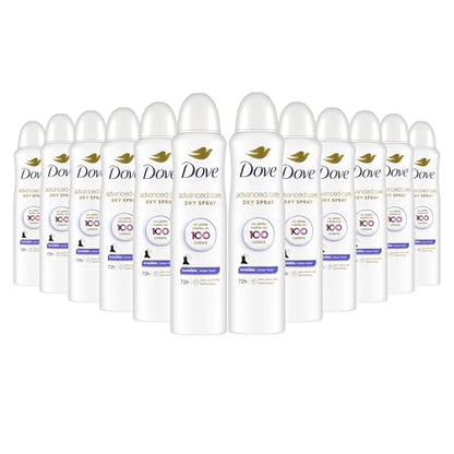 Dove Advanced Care Invisible Dry Spray Antiperspirant Deodorant No White Marks on 100 Colors Sheer Fresh 48-Hour Sweat and Odor Protecting Deodorant for Women 3.8 oz, Pack of 12