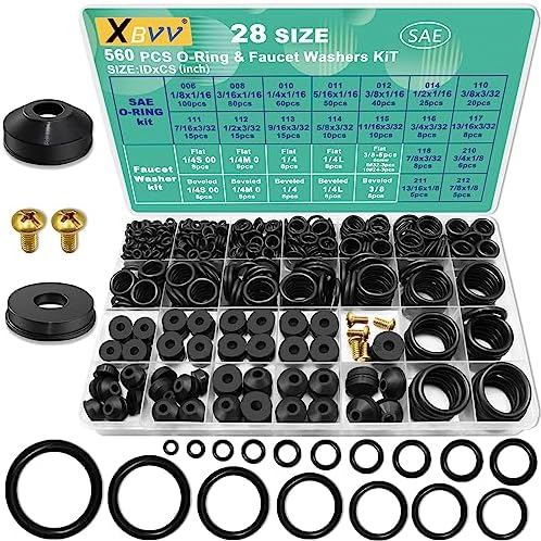 28 Size 560 Pcs Faucet Rubber Washers Kit and SAE O Ring Assortment Set for Assorted Plumbing Faucet Sealing Repair