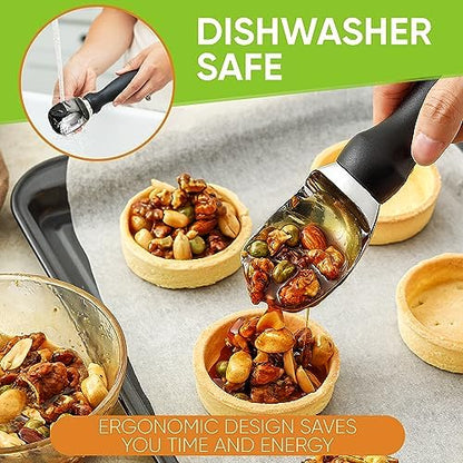 Spring Chef Ice Cream Scoop with Soft Grip Handle, Professional Heavy Duty Sturdy Scooper, Premium Kitchen Tool for Cookie Dough, Gelato, Sorbet, Black, 2 Pack