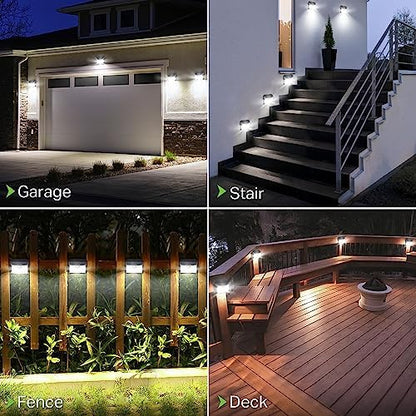 [6 Packs] Solar Motion Lights Outdoor, Ultra Bright Solar Fence Lights with Motion Sensor, IP65 Waterproof Security Light 3 Modes, 270° Lighting Angle, Wall Lights for Deck Patio Fence Garage Door