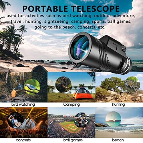 80x100 Monocular-Telescope High Powered for Smartphone Monoculars for Adults High Definition for Stargazing Hunting Wildlife Bird Watching Travel Camping Hiking