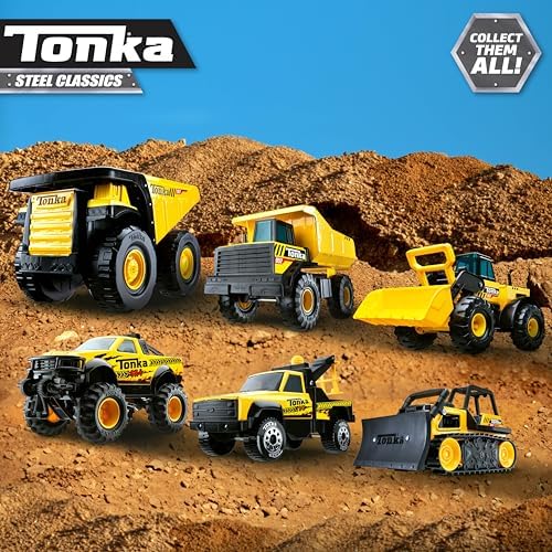 Tonka Steel Classics Toughest Mighty Dump Truck - Made with Steel & Sturdy Plastic, Large Yellow Toy Construction Truck, Boys and Girls, Kids, Toddlers, Ages 3+