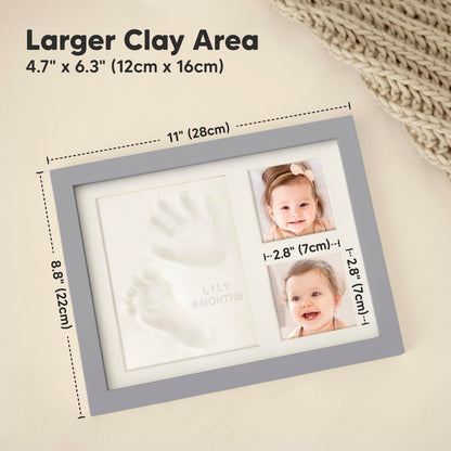 Baby Hand and Footprint Kit - Quick Dry Clay Baby Footprint Kit, Newborn Keepsake, Nursery Picture Frame for Boys, Girls, Personalized Gifts for Shower & Registry,New Mom Gift(Cloud Gray)