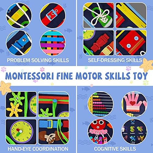 Gojmzo Busy Board Montessori Toys for Toddler Boys & Girls Gifts, Sensory Toys for Toddlers, Educational Travel Preschool Activities Learning Alphabet Count Fine Motor Skills