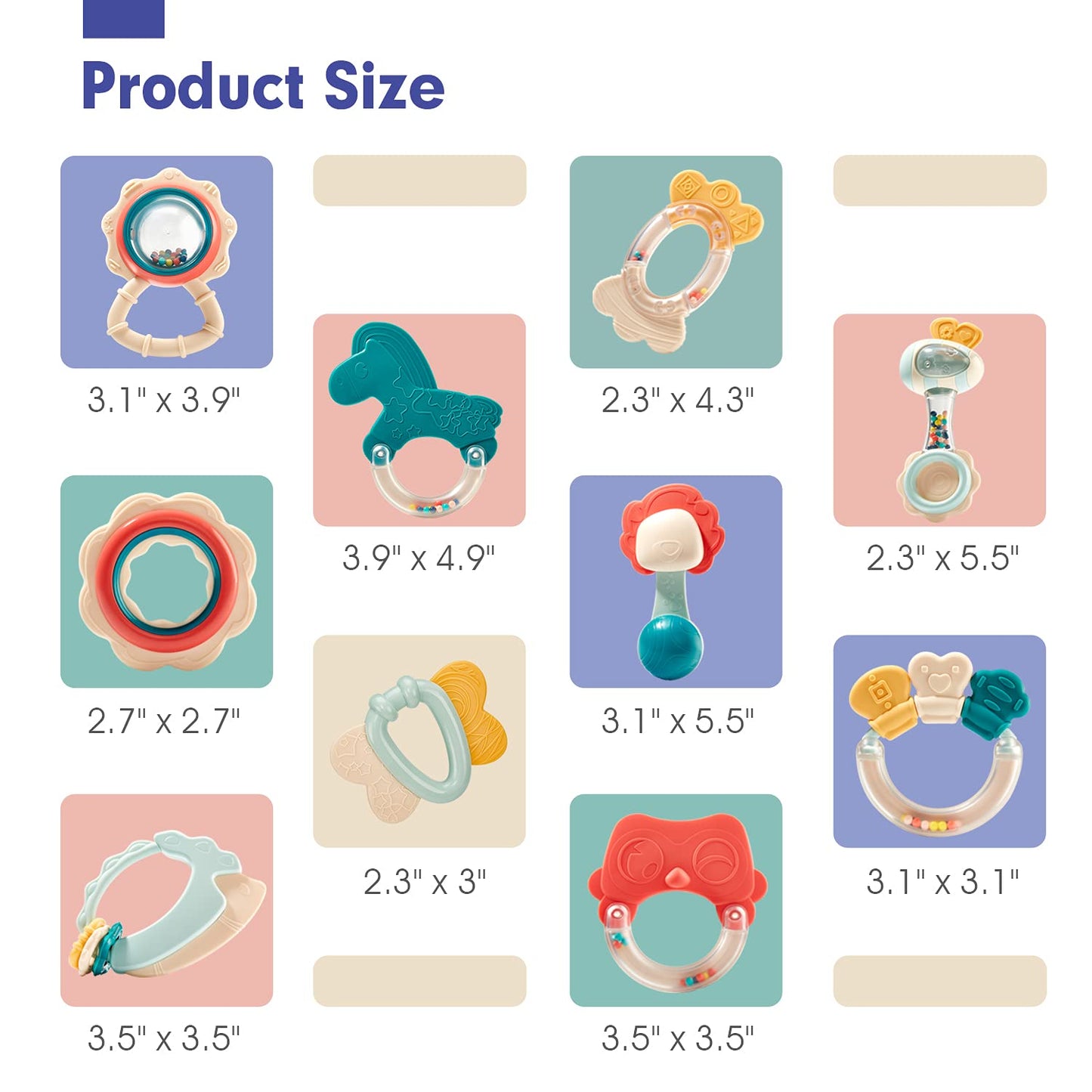 hahaland Baby Toys 0-6 Months - Baby Rattles Teething Toys 3-6 Month, Infant Toys 6-12 Months, Rattle Teether Grasping Shaker Toy Babies 3 4 5 6 Month Old Must Haves, Montessori Newborn Neutral Gifts