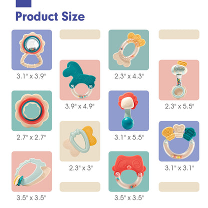 hahaland Baby Toys 0-6 Months - Baby Rattles Teething Toys 3-6 Month, Infant Toys 6-12 Months, Rattle Teether Grasping Shaker Toy Babies 3 4 5 6 Month Old Must Haves, Montessori Newborn Neutral Gifts