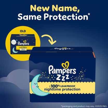 Pampers Overnight Diapers - Swaddlers Overnights - Size 4, 58 Count, Disposable Baby Diaper, Night Time Leak and Skin Protection