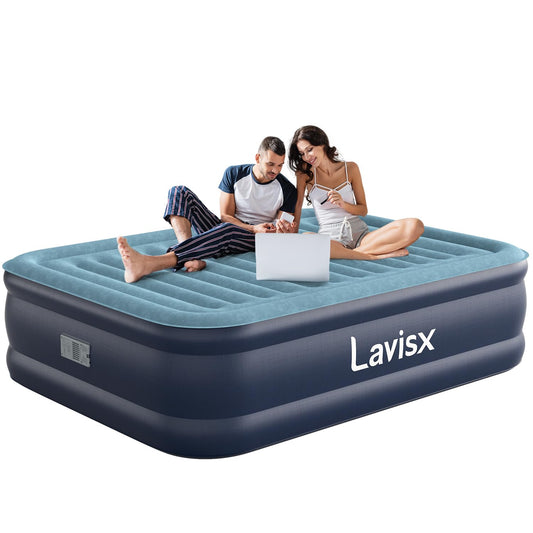 Lavisx Queen Air Mattress 18” with Built in Pump, 2 Mins High Speed Inflation Luxury Auto Stop Pump Blow Up Mattress Comfort Air Bed, Colchones Inflables