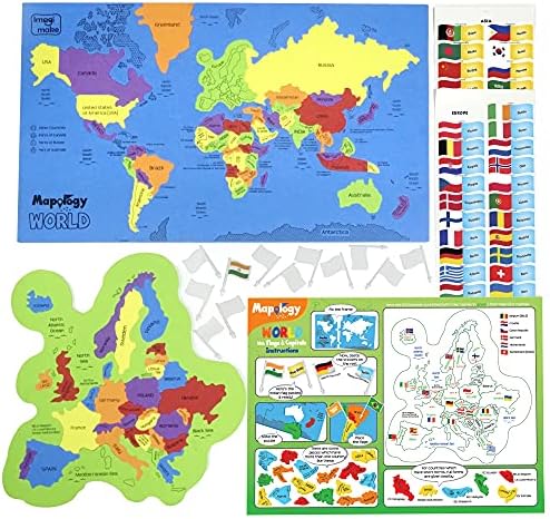 Imagimake Mapology World Map Puzzle - Includes Country Flags & Capitals | Fun Jigsaw Puzzle Kids Ages 5-8 | Educational Toys for Ages 8-13 | Geography Gifts for Girls & Boys 5, 6, 7, 8, 9, 10, 11, 12