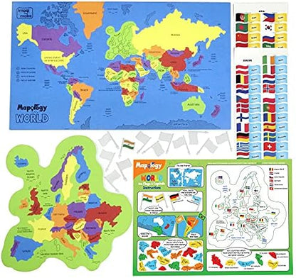 Imagimake Mapology World Map Puzzle - Includes Country Flags & Capitals | Fun Jigsaw Puzzle Kids Ages 5-8 | Educational Toys for Ages 8-13 | Geography Gifts for Girls & Boys 5, 6, 7, 8, 9, 10, 11, 12