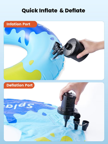 Dr.meter Air Mattress Pump, 3 Ways Powered Portable Electric Air Pump with 3-Nozzle AC 110V, DC 12V, Battery Operated Quick-Fill Inflator Deflator for Inflatable Pool Float Air Bed Boat Swimming Ring