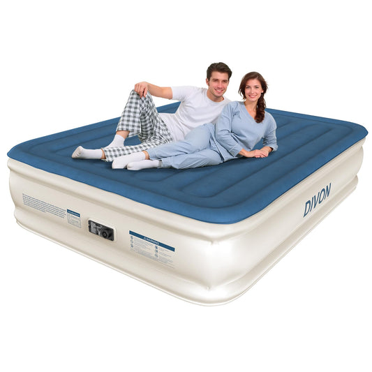 DIVON Air Mattress Queen with Built in Pump,18'' Raised Self Inflatable Mattress,Foldable Blow Up Mattress in 3 Mins,Portable Air Bed for Camping,Travel&Floor,Queen Size Air Matress for Adults,660lbs