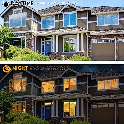 KESPEN Window Privacy Film One Way Reflective Daytime Privacy Heat Blocking Anti UV Mirror Window Tint for Home and Office, Black-Silver, 35.4 Inch X 6.5 Feet