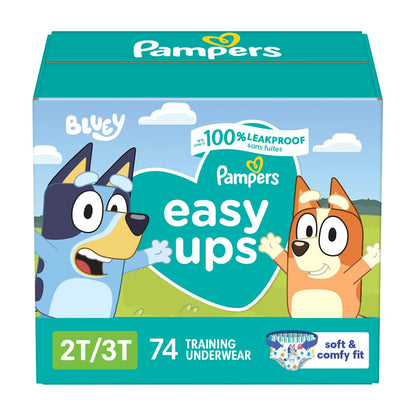 Pampers Training Pants - Easy Ups Boys & Girls Bluey - Size 2T-3T, 74 Count, Children's Potty Underwear (Packaging May Vary)
