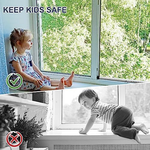 DIIG Sliding Door Security Bar，17.7-50.5inch Adjustable Locking Window Safety Bar with Rubber Tips,Diameter 1inch Window Security Bar for Home Apartment Travel (White)