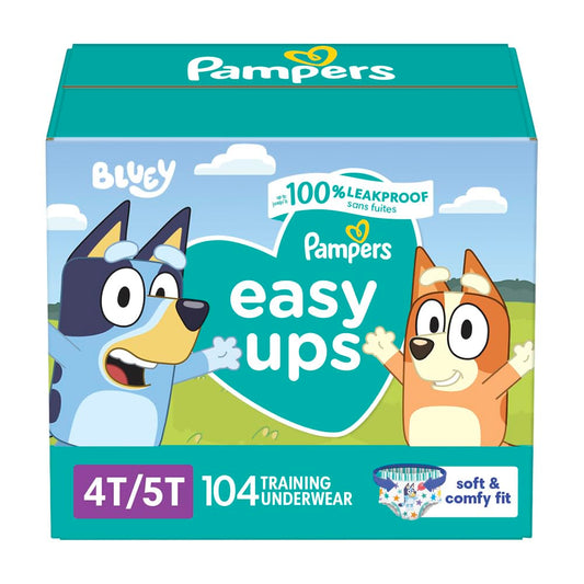 Pampers Training Pants - Easy Ups Boys & Girls Bluey - Size 4T-5T, 104 Count, Children's Potty Underwear (Packaging May Vary)