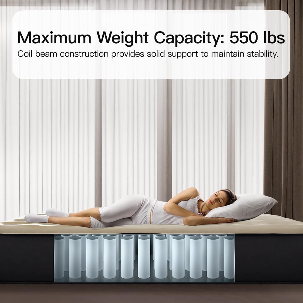 SENNOUL Air Mattress Twin with Built in Pump - 2 Mins Quick Self Inflatable,13"/550lbs Max Blow Up Bed, All Night Stability No Lost Air，No Peculiar Smell for Camping,Home,Guests & Portable Travel
