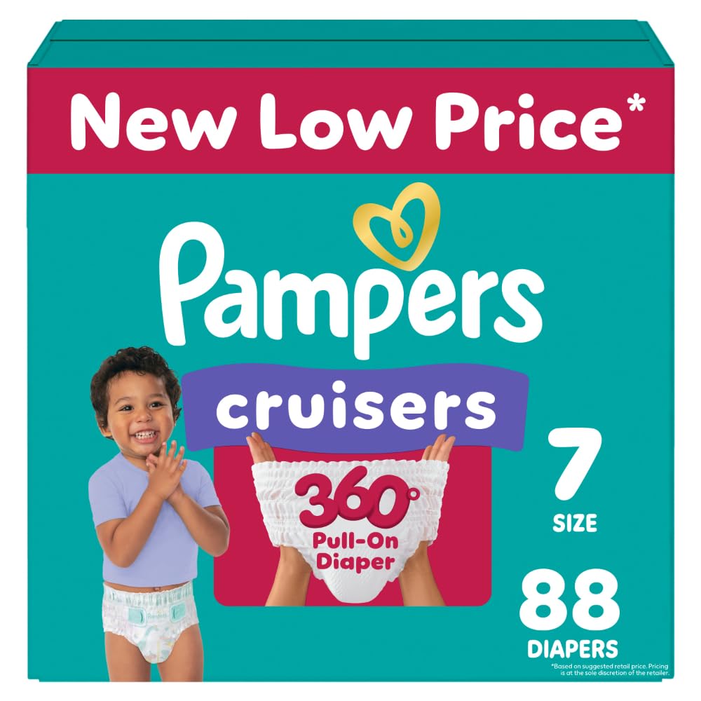 Pampers Diapers - Cruisers 360 - Size 7, 88 Count, Babyproof up to 100% Leakproof Pull-On Diaper