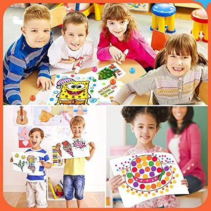 Soucolor 20-Pack 10 Colors Washable Bingo Paint Daubers Markers for Toddlers Kids Preschool, Dot Markers Set with 48 Pages Tearable Activity Book for Toddler Arts and Crafts Kits Supplies