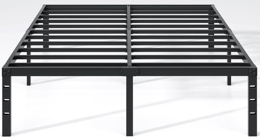 NEW JETO Metal Bed Frame,King Size Bed Frame with Storage Space,Heavy Duty Sturdy Mattress Foundation,Easy Assembly,No Box Spring Needed, Black,14 Inch,King