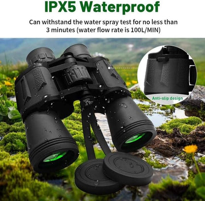 Binoculars for Adults 20x50 High Power Low Light Waterproof HD Compact Binoculars,BAK4 Prism FMC Lens for Bird Watching Hunting Travel Football Stargazing