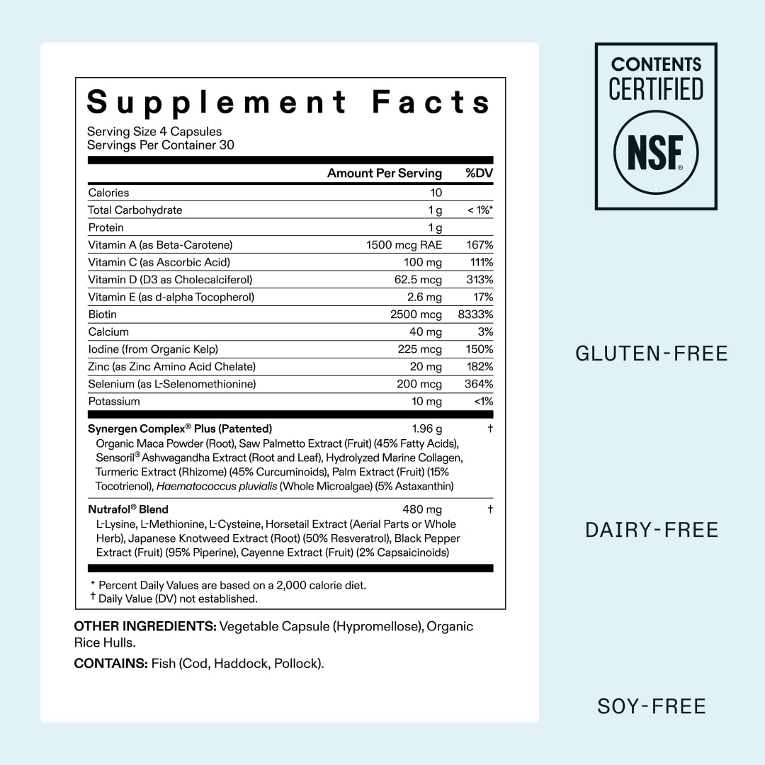 Nutrafol Women's Balance Hair Growth Supplements, Ages 45 and Up, Clinically Proven for Visibly Thicker Hair and Scalp Coverage, Dermatologist Recommended - 1 Month Supply