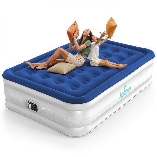 iDOO Air Mattress Full with Built in Pump, Blow up Mattress Full, Inflatable Mattress for Camping, Guest, Home, 3 Mins Inflation, Comfort Colchones Inflables, Air Bed