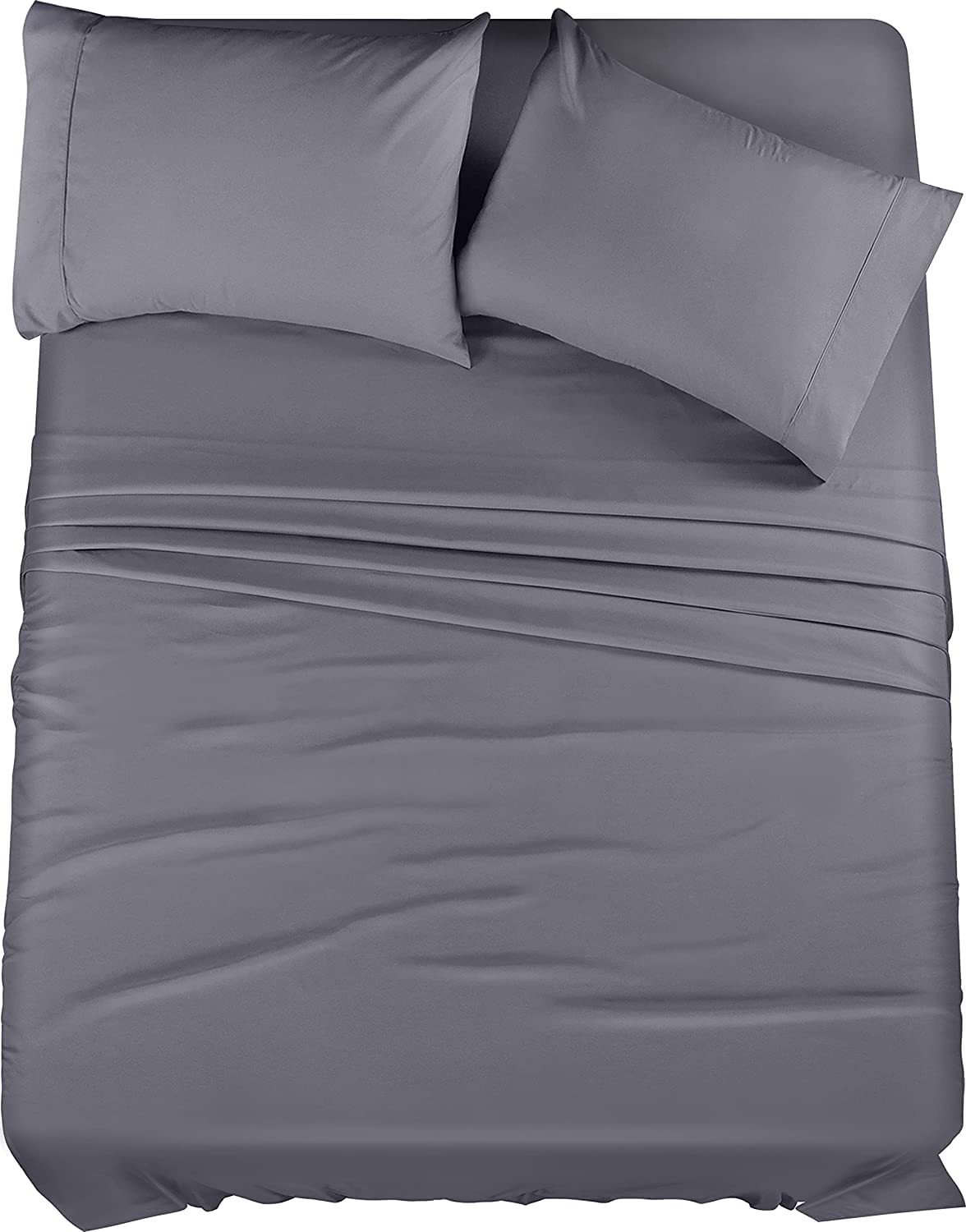 Utopia Bedding King Sheet Set – 4 Piece Bed Sheets for King Size Bed, Soft and Breathable Microfiber, Includes 1 Fitted Sheet, 1 Flat Sheet and 2 Pillowcases (Grey)