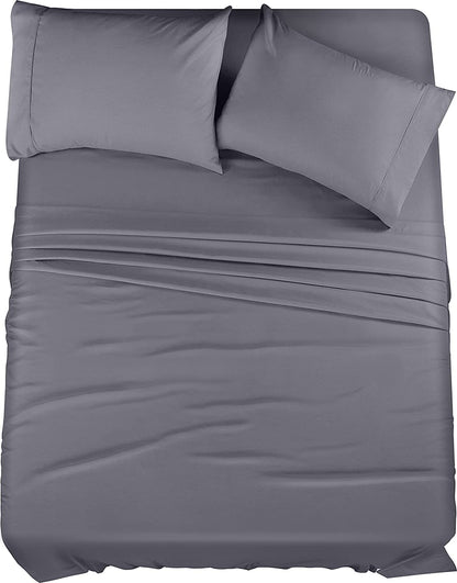 Utopia Bedding King Sheet Set – 4 Piece Bed Sheets for King Size Bed, Soft and Breathable Microfiber, Includes 1 Fitted Sheet, 1 Flat Sheet and 2 Pillowcases (Grey)