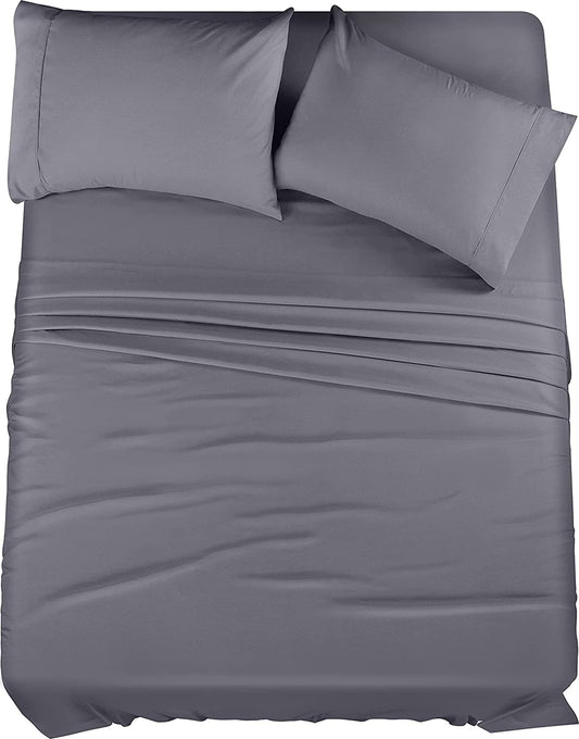 Utopia Bedding King Sheet Set – 4 Piece Bed Sheets for King Size Bed, Soft and Breathable Microfiber, Includes 1 Fitted Sheet, 1 Flat Sheet and 2 Pillowcases (Grey)