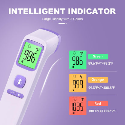 No-Touch Thermometer for Adults and Kids, Digital Accurate Baby Thermometer with Fever Alarm, 1 Second Fast Result, Easy to use, 2 in 1 Mode (Purple)