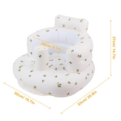 EKEPE Inflatable Baby Seat for Babies 3 Months & Up, Infant Floor Seats for Sitting Up, Baby Seats for Infants, Blow Up Baby Chair with Built in Air Pump - Olive Flower