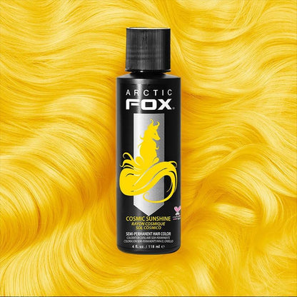 Arctic Fox Semi-Permanent Hair Dye, Vegan & Cruelty-Free, Vibrant Yellow Color, Ammonia-Free, Peroxide-Free, Conditioning Formula, For All Hair Types, Cosmic Sunshine, 4 Fl Oz (Pack of 2)