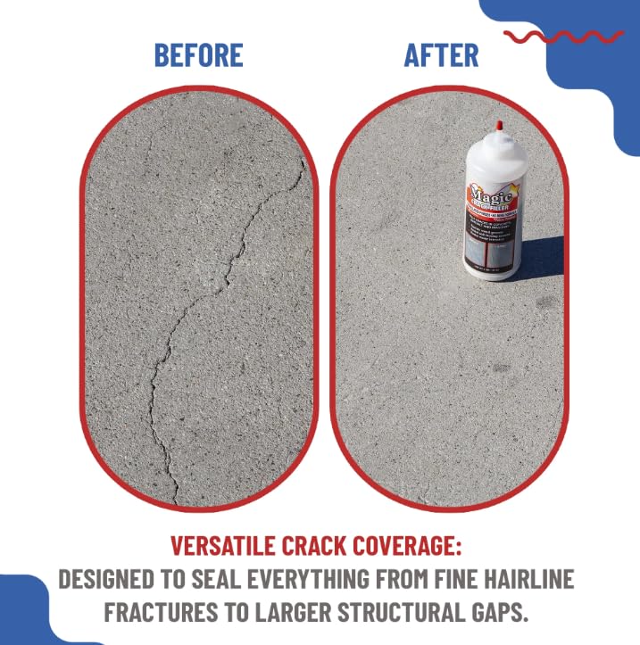 Magic Crack Filler 2.5LB Concrete Slab Gray, for Filling in Concrete Cracks on Driveways, Walkways and Patios. Installs Easily Dry Granular No Mess and DIY (Gray, 1)