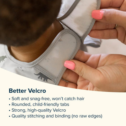 Tiny Twinkle Mess Proof Baby Bib,Waterproof Smock Baby Bib for Eating,Machine Washable Long Sleeve Bib,Baby Led Weaning,Toddler Bib,BLW Supplies(Checkers Sage, Small 6-24 Months)