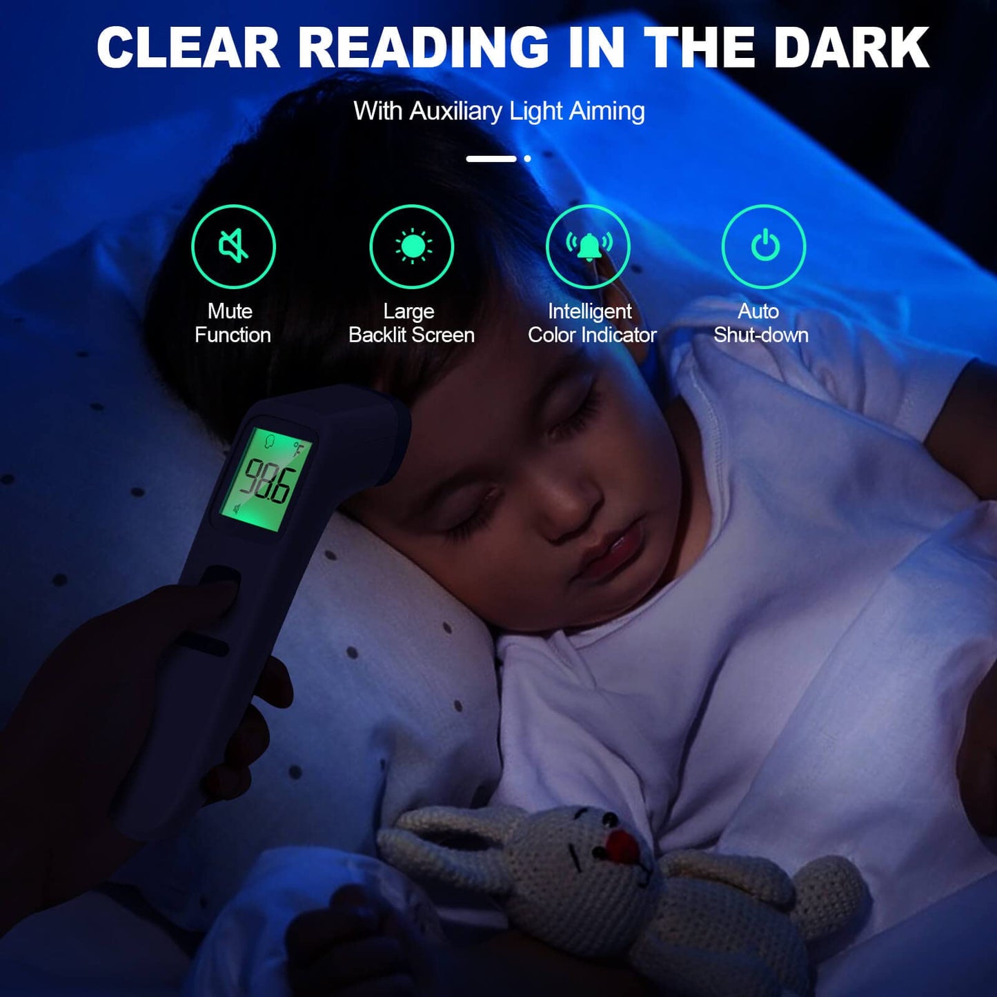 Thermometer for Adults and Kids, Digital Forehead Thermometer with Fever Alarm, Silent Mode & 35-Set Memory, Object 2 in 1 Mode