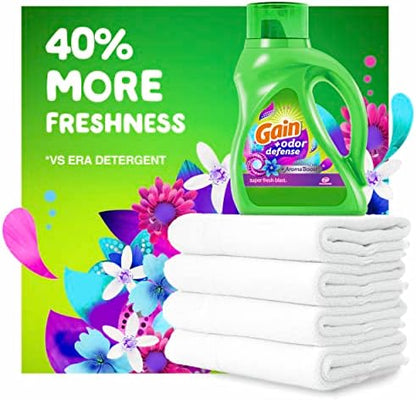 Gain + Odor Defense Liquid Laundry Detergent Super Fresh Blast Scent 154 fl oz 107 Loads HE Compatible (Pack of 2)