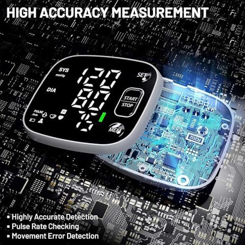 Oklar Blood Pressure Monitors for Home Use Rechargeable Wrist Digital BP Machine Cuff with LED Backlit Display, Voice Broadcast, 240 Memory Storage for 2 Users with Carrying Case