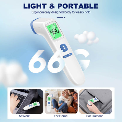 Thermometer for Adults and Kids, Digital Forehead Thermometer with Fever Alarm, Silent Mode & 35-Set Memory, Object 2 in 1 Mode