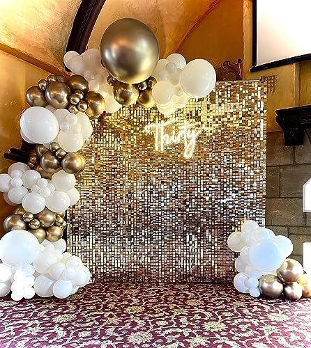 Bezente Metallic Gold Giant Balloons 36 Inch - 8 Pack Jumbo Chrome Gold Balloons Large Round Gold Latex Balloons for Photo Shoot Wedding Bridal Shower Graduation Birthday Christmas Party Decorations
