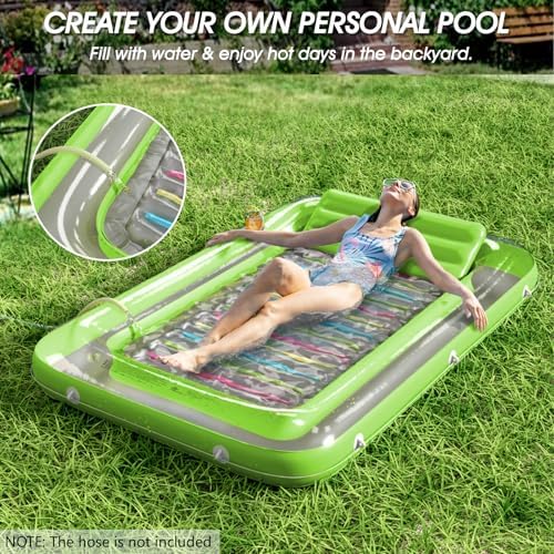 Inflatable Tanning Pool Lounger Float - Jasonwell 4 in 1 Sun Tan Tub Sunbathing Pool Lounge Raft Floatie Toys Water Filled Tanning Bed Mat Pad for Adult Blow Up Kiddie Pool Kids Ball Pit Pool
