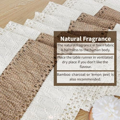 Fexia Boho Table Runner for Home Decor with Tassels 90 Inch Cream & Brown Macrame Runner for Dining & Bedroom Baby Bridal Shower Decor(12x90 Inches)