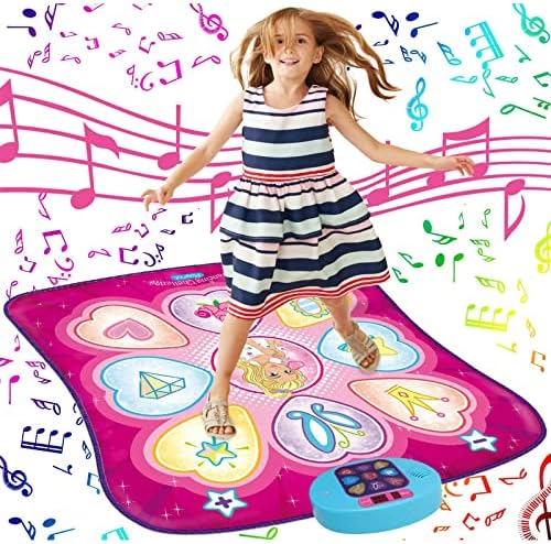 SUNLIN Dance Mat - Dance Mixer Rhythm Step Play Mat - Dance Game Toy Gift for Kids Girls Boys - Dance Pad with LED Lights, Adjustable Volume, Built-in Music, 3 Challenge Levels (3-12 Years Old)