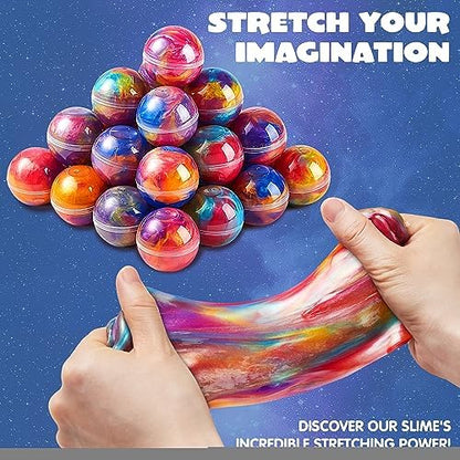 JOYIN Slime Party Favors, 24 Pack Galaxy Slime Ball - Stretchy, Non-Sticky, Mess-Free, Stress Relief, and Safe - Toys for Girls and Boys - Classroom Reward, Party Supplies