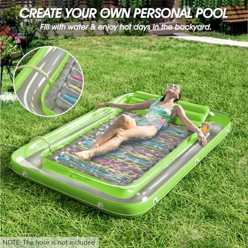 Inflatable Tanning Pool Lounger Float - Jasonwell 4 in 1 Sun Tan Tub Sunbathing Pool Lounge Raft Floatie Toys Water Filled Tanning Bed Mat Pad for Adult Blow Up Kiddie Pool Kids Ball Pit Pool